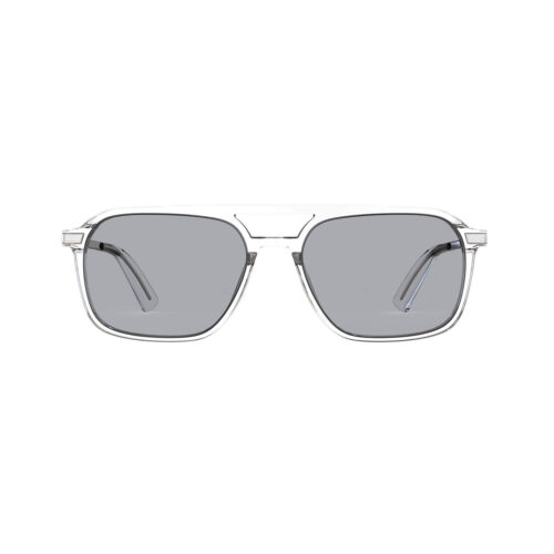 A Front view of Gloojo Oval Aviator Blue Light Glasses for Migraine - Clear Silver