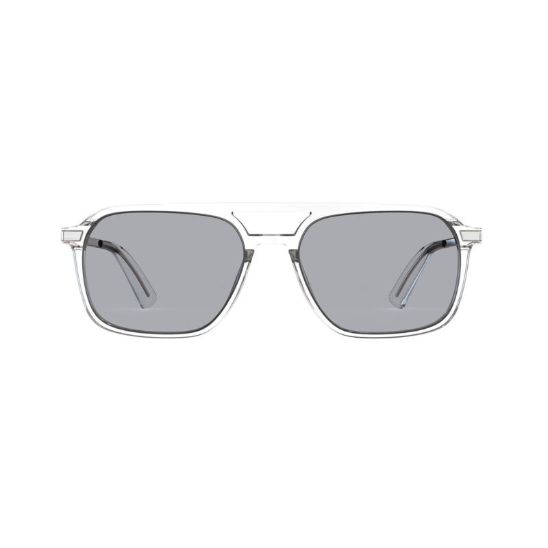 Gray Relief Oval Aviator Migraine Glasses – Clear Silver