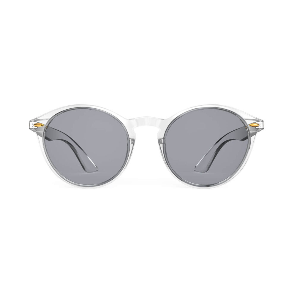 A Front view of Gloojo Round Blue Light Glasses for Migraine - Clear