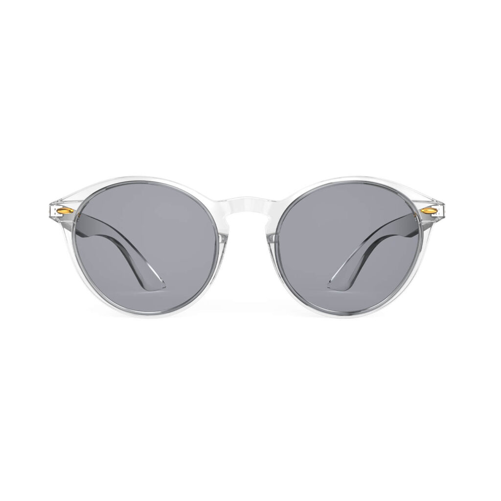 A Front view of Gloojo Round Blue Light Glasses for Migraine - Clear