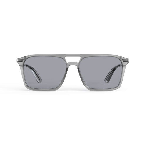 A Front view of Gloojo Square Aviator Blue Light Glasses for Migraine - Gray Gunmetal