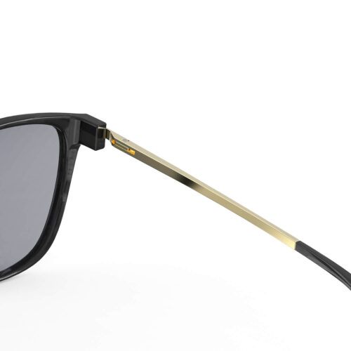 A Hinge closeup of Gloojo Light Gray Tint Cat Eye Blue Light Glasses for Migraine - Black