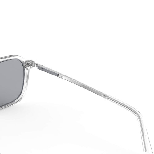 A Hinge closeup of Gloojo Oval Aviator Blue Light Glasses for Migraine - Clear Silver