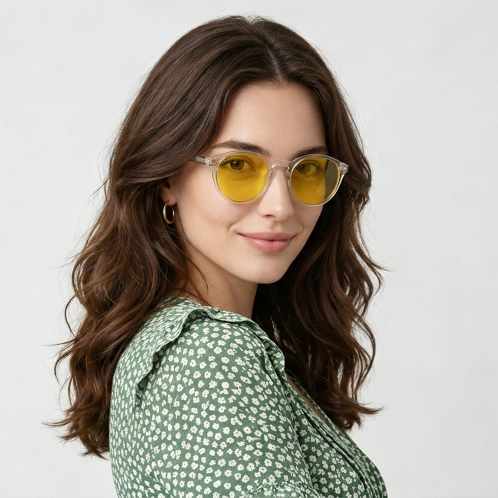 0158yellow-Sun Boost Round Yellow Screen Glasses
