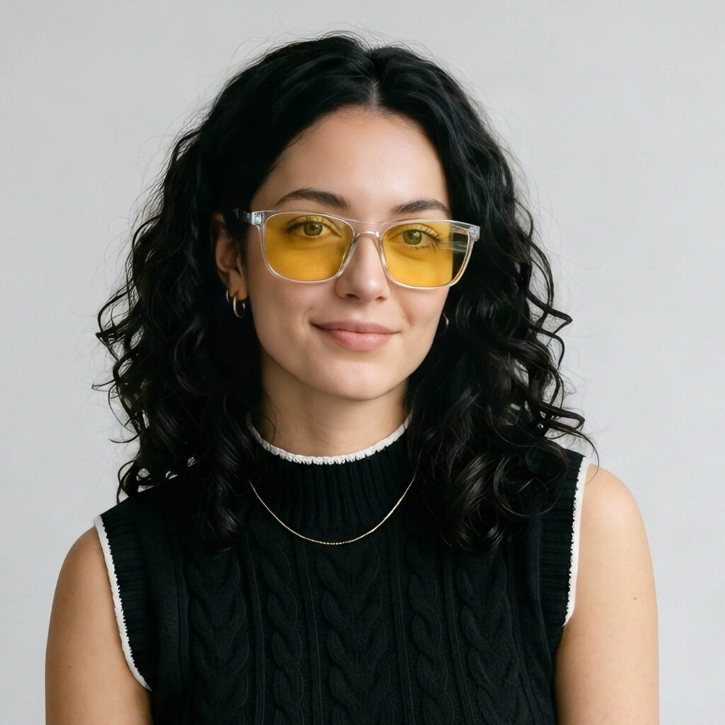 0168amber-Amber Shield Wayfarer Light Sensitivity Glasses – Clear