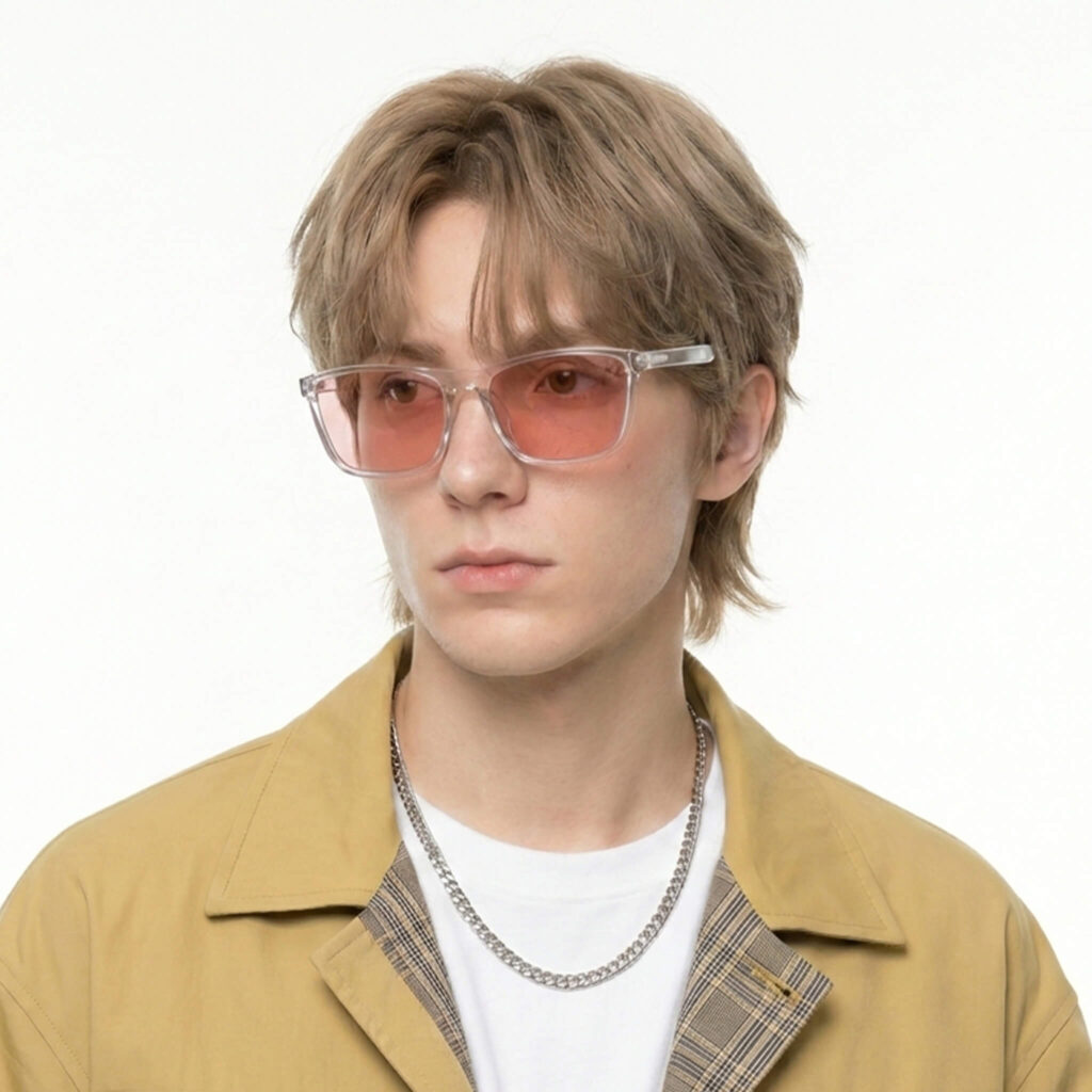 0168rose-Rose Relief™ Wayfarer Pink Migraine Glasses – Clear
