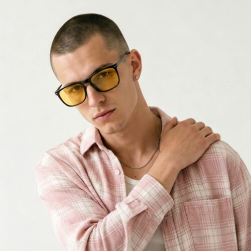 3067amber-Amber Shield Rectangle Light Sensitivity Glasses