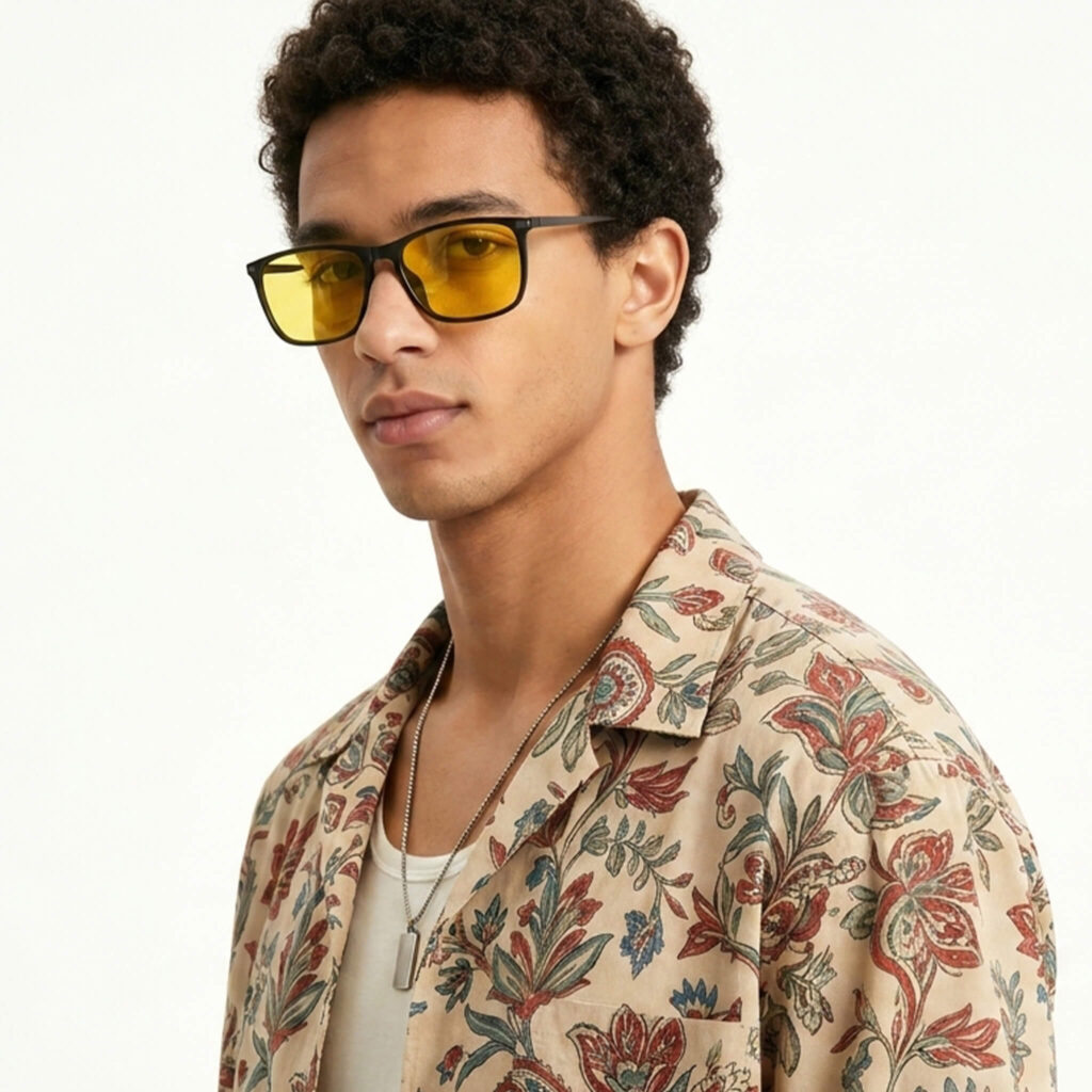 3067yellow-Sun Boost Rectangle Yellow Screen Glasses