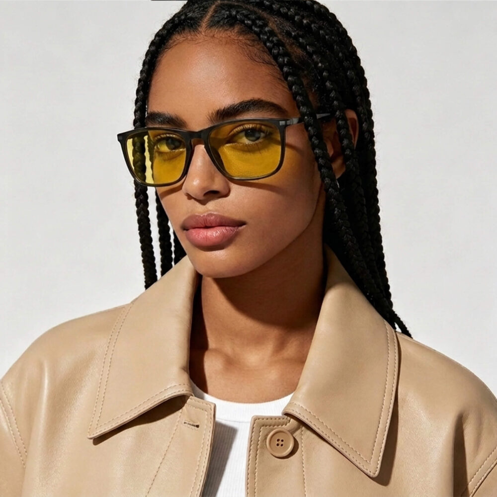 3067yellow-Sun Boost Rectangle Yellow Screen Glasses