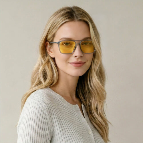 3091amber-Amber Shield Square Aviator Light Sensitivity Glasses 3091amber-Amber Shield Square Aviator Light Sensitivity Glasses
