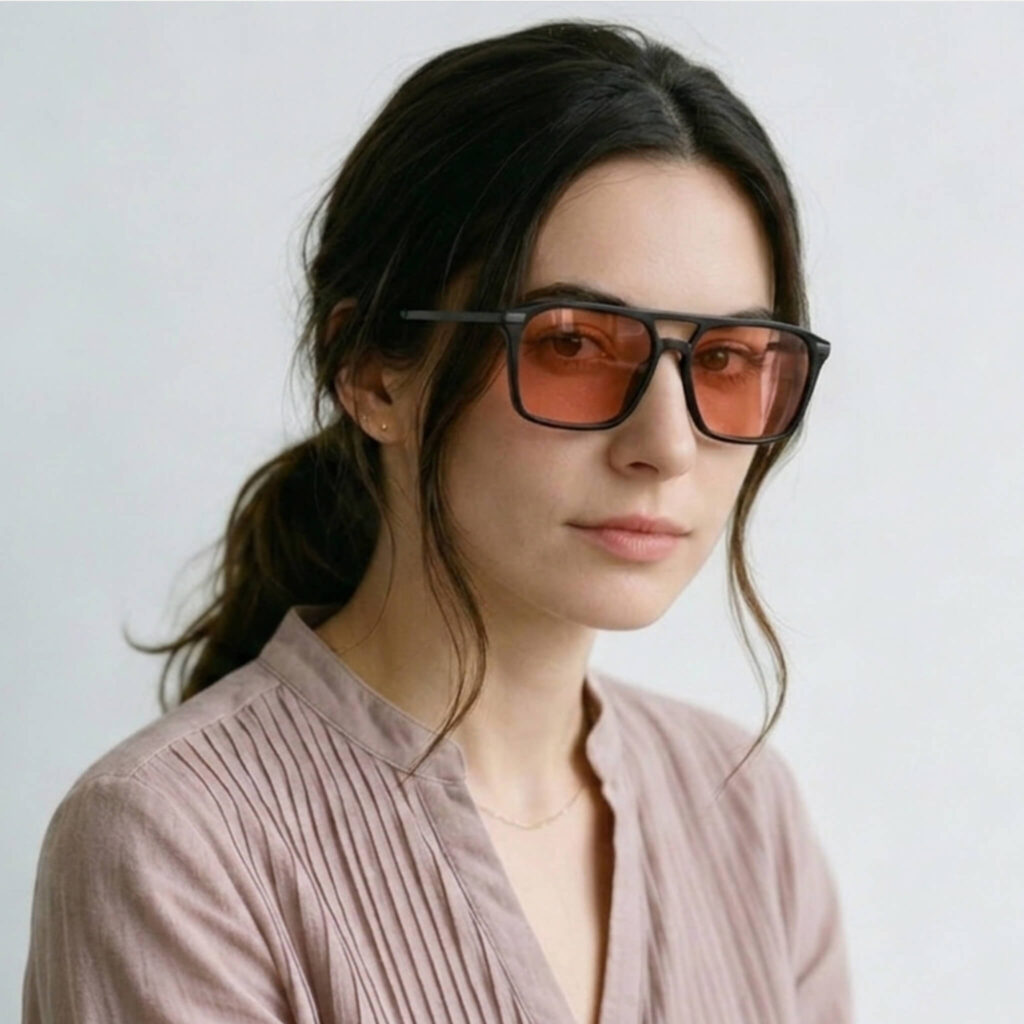 3091rose-Rose Relief™ Square Aviator Pink Migraine Glasses – Black