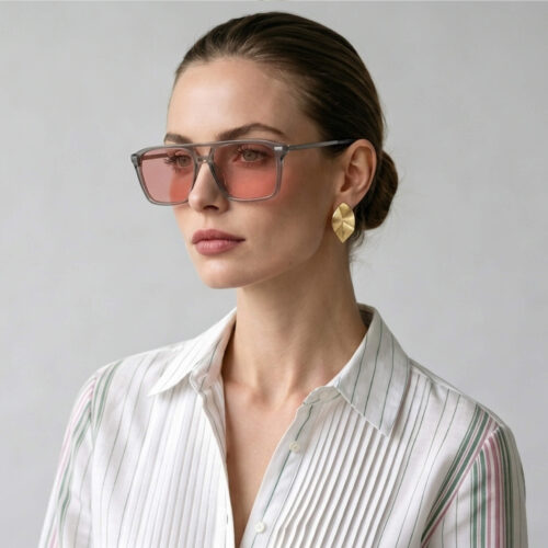 3091rose-Rose Relief™ Square Aviator Pink Migraine Glasses – Grey