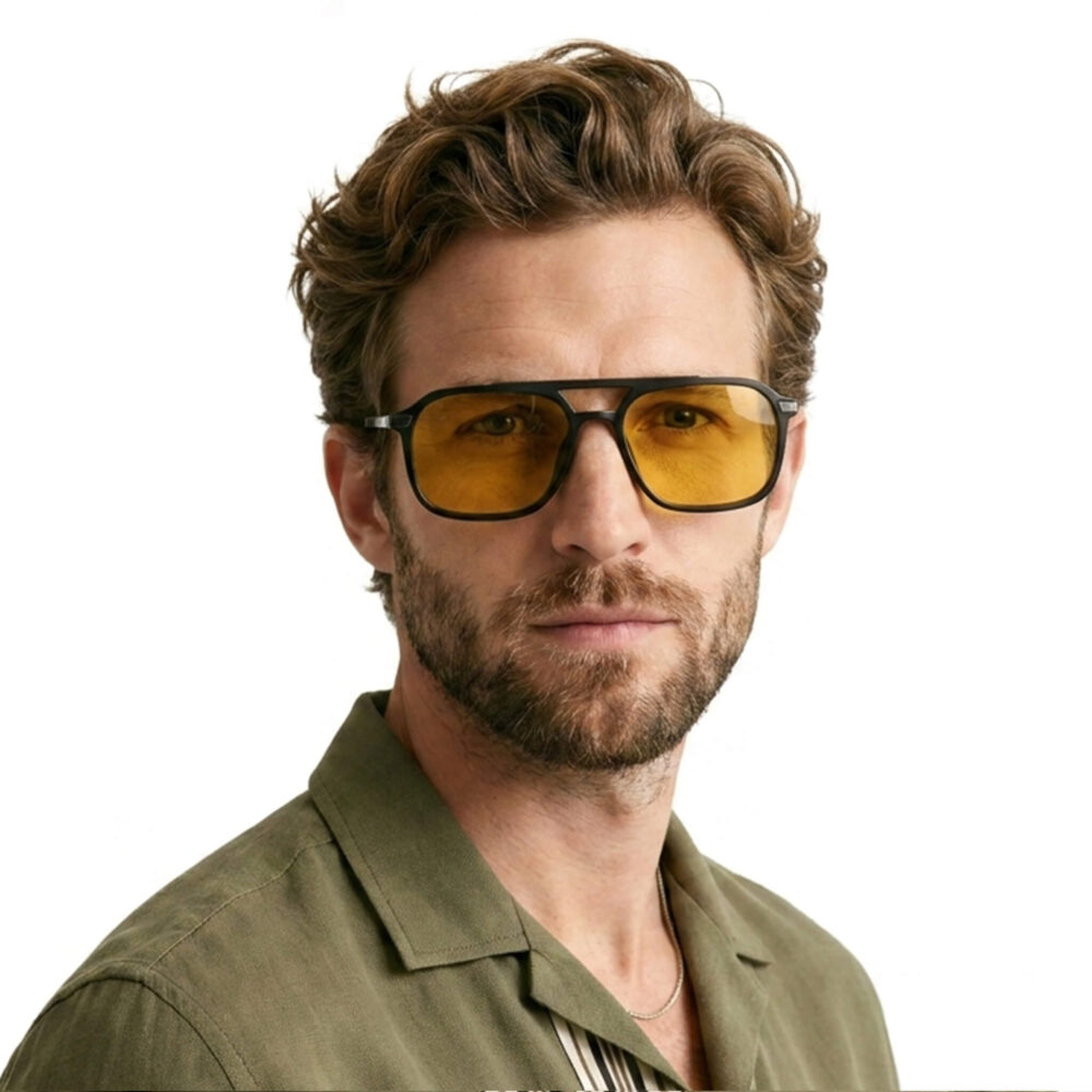 3093amber-Amber Shield Oval Aviator Light Sensitivity Glasses – Black 3093amber-Amber Shield Oval Aviator Light Sensitivity Glasses – Black
