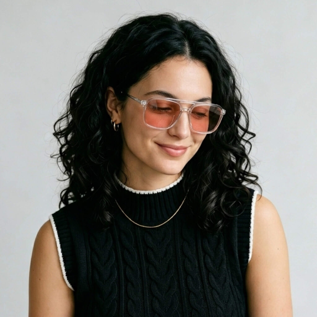 3093rose-Rose Relief™ Oval Aviator Pink Migraine Glasses – Clear Silver