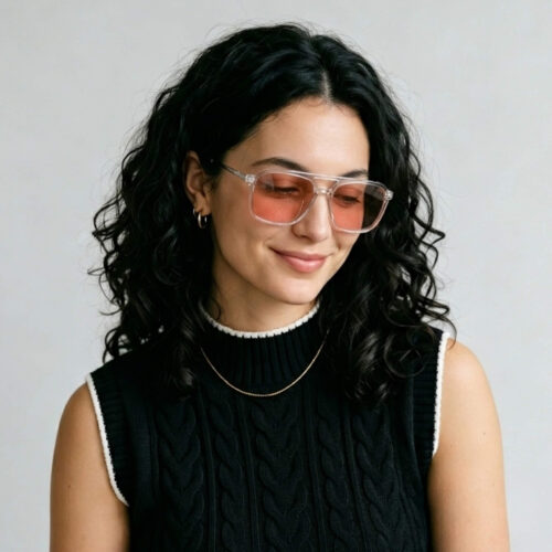 3093rose-Rose Relief™ Oval Aviator Pink Migraine Glasses – Clear Silver
