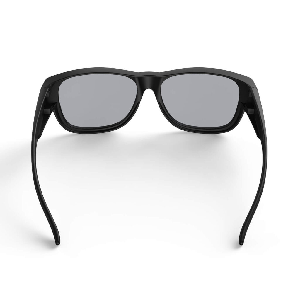 A Back view of Gloojo Gloojo Gray Relief Square Fitover Migraine Glasses - Black