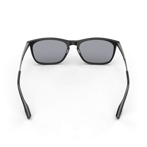 A Back view of Gloojo Light Gray Tint Rectangle Blue Light Glasses for Migraine - Black