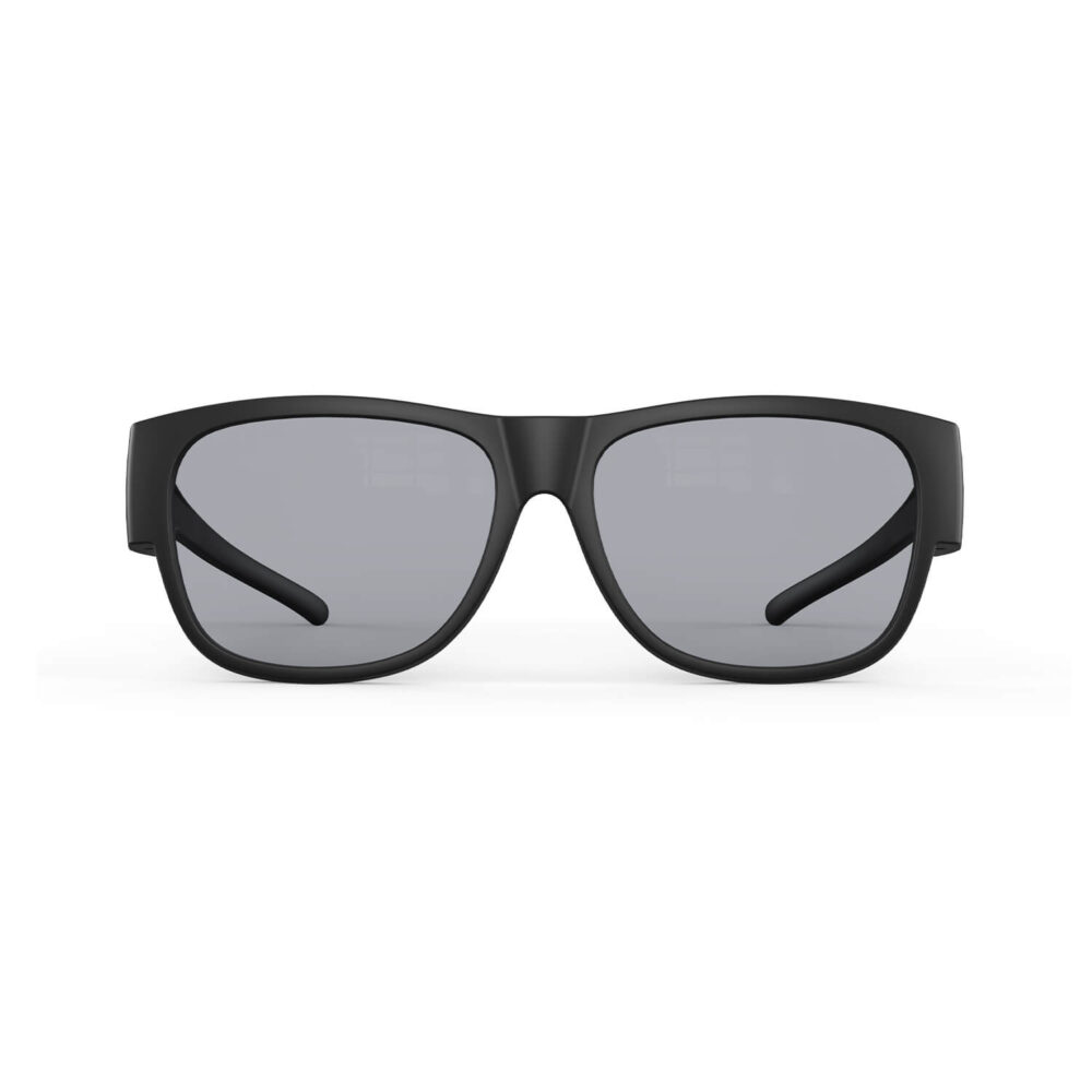 A Front view of Gloojo Gloojo Gray Relief Square Fitover Migraine Glasses - Black