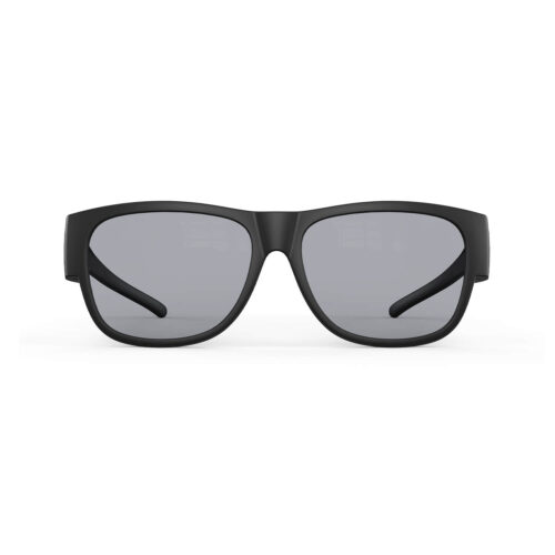 A Front view of Gloojo Gloojo Gray Relief Square Fitover Migraine Glasses - Black