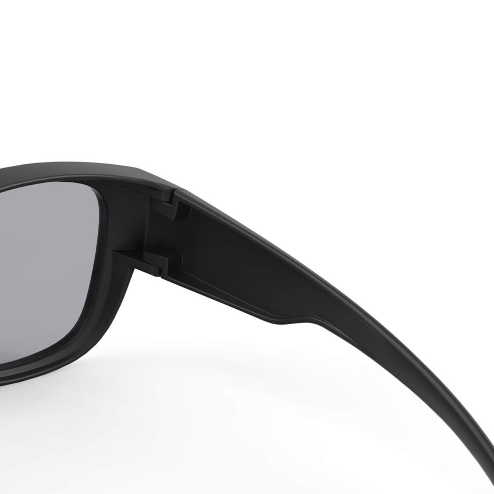 A Hinge closeup of Gloojo Gloojo Gray Relief Square Fitover Migraine Glasses - Black