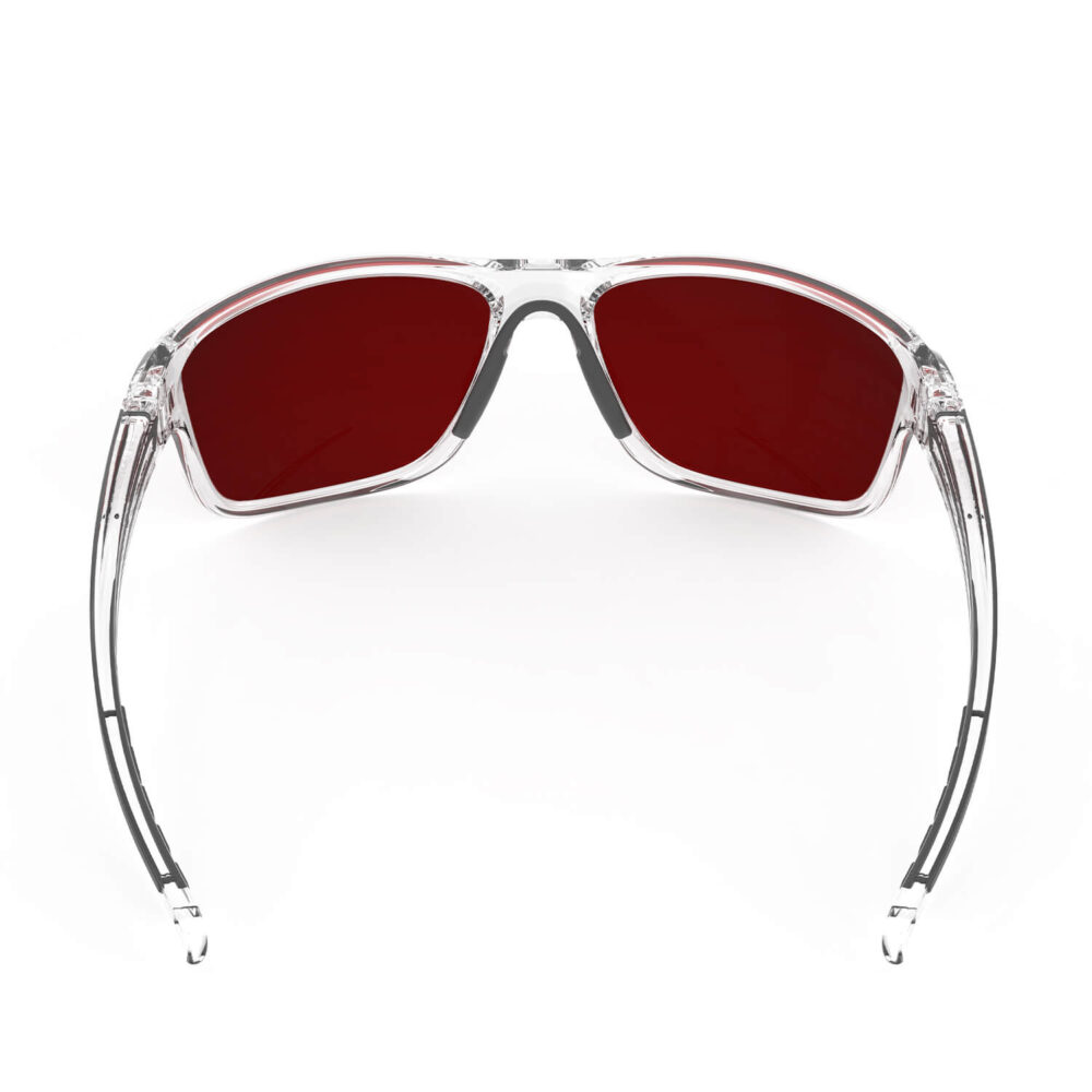 A Back view of Gloojo Night Ease™ Wrap Around Dark Red Lens Sleep Glasses – Gray