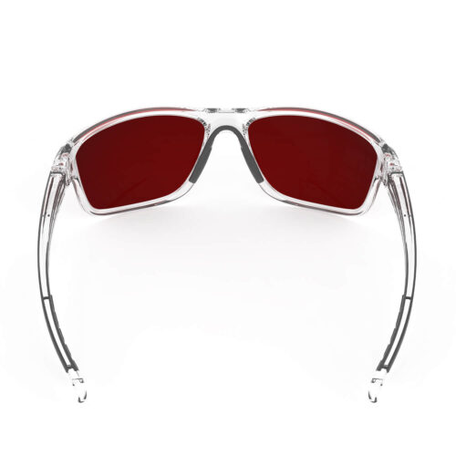 A Back view of Gloojo Night Ease™ Wrap Around Dark Red Lens Sleep Glasses – Gray