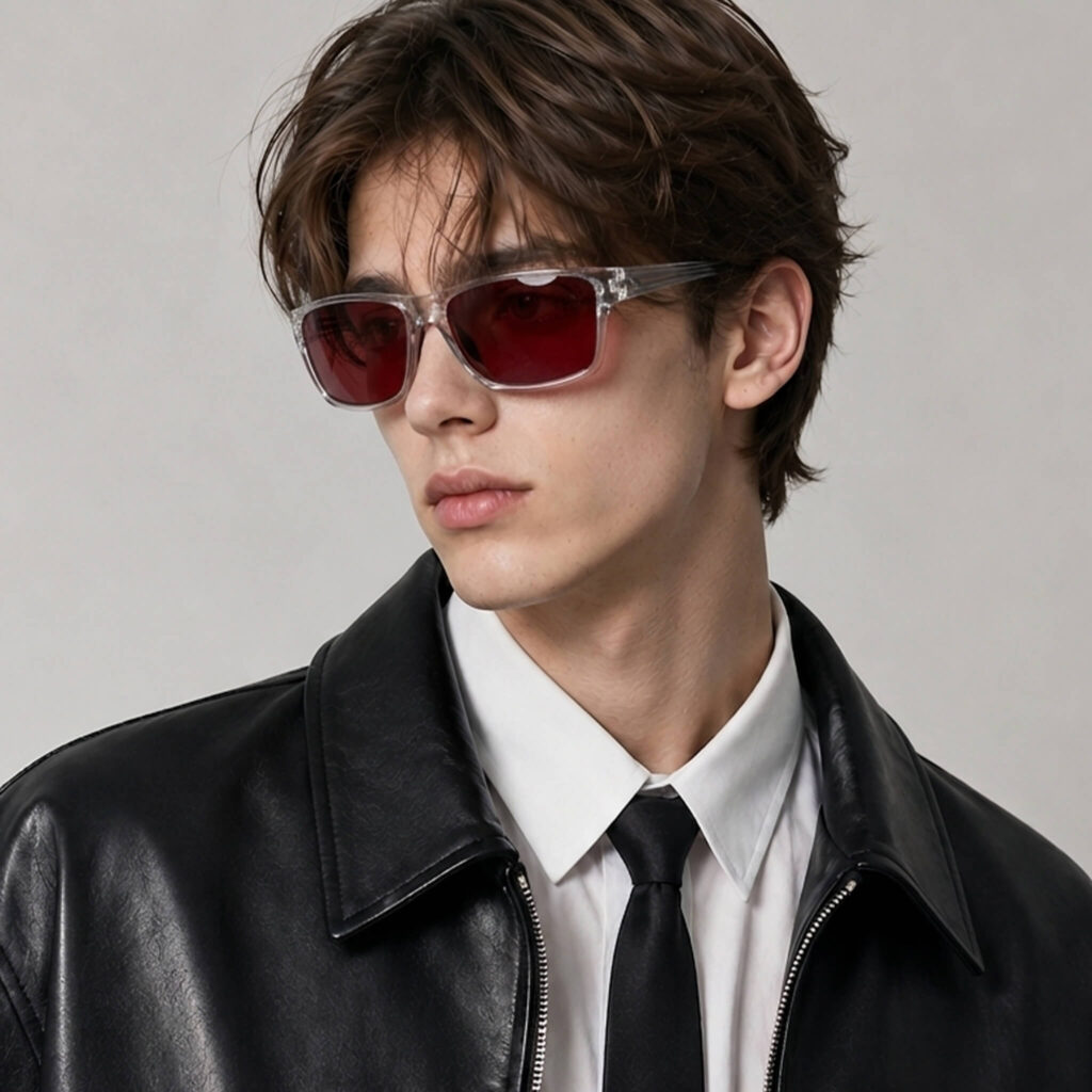 night-ease-wrap-around-dark-red-sleep-glasses-clear-male-model