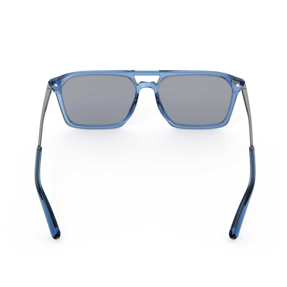 A Back view of Gloojo Square Aviator Blue Light Glasses for Migraine - Blue Gunmetal