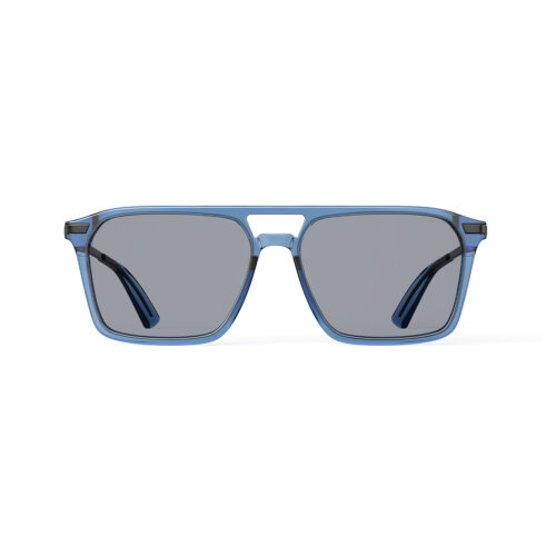 A Front view of Gloojo Square Aviator Blue Light Glasses for Migraine - Blue Gunmetal