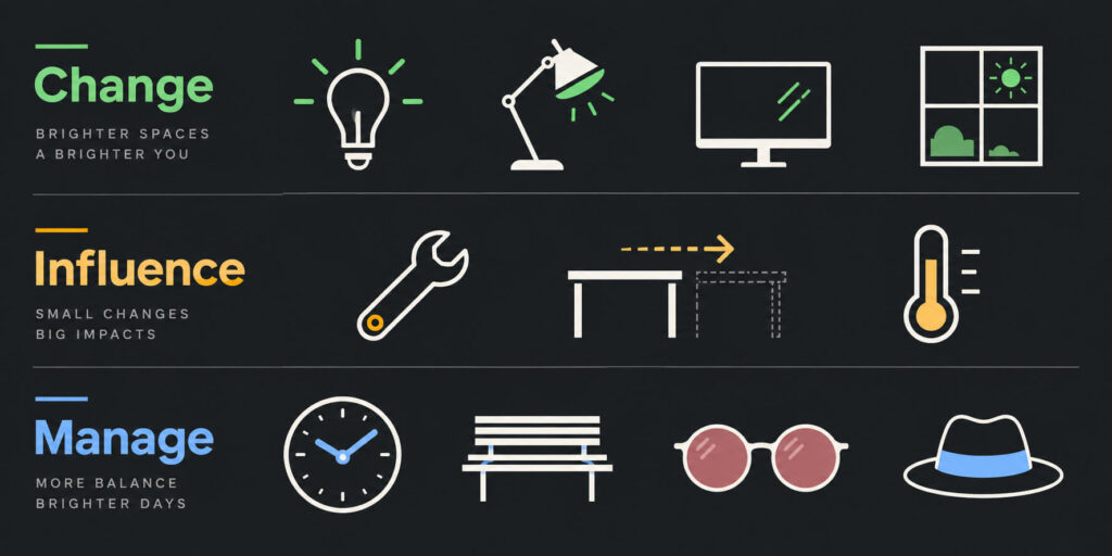 Three-tier lighting strategies for migraine management